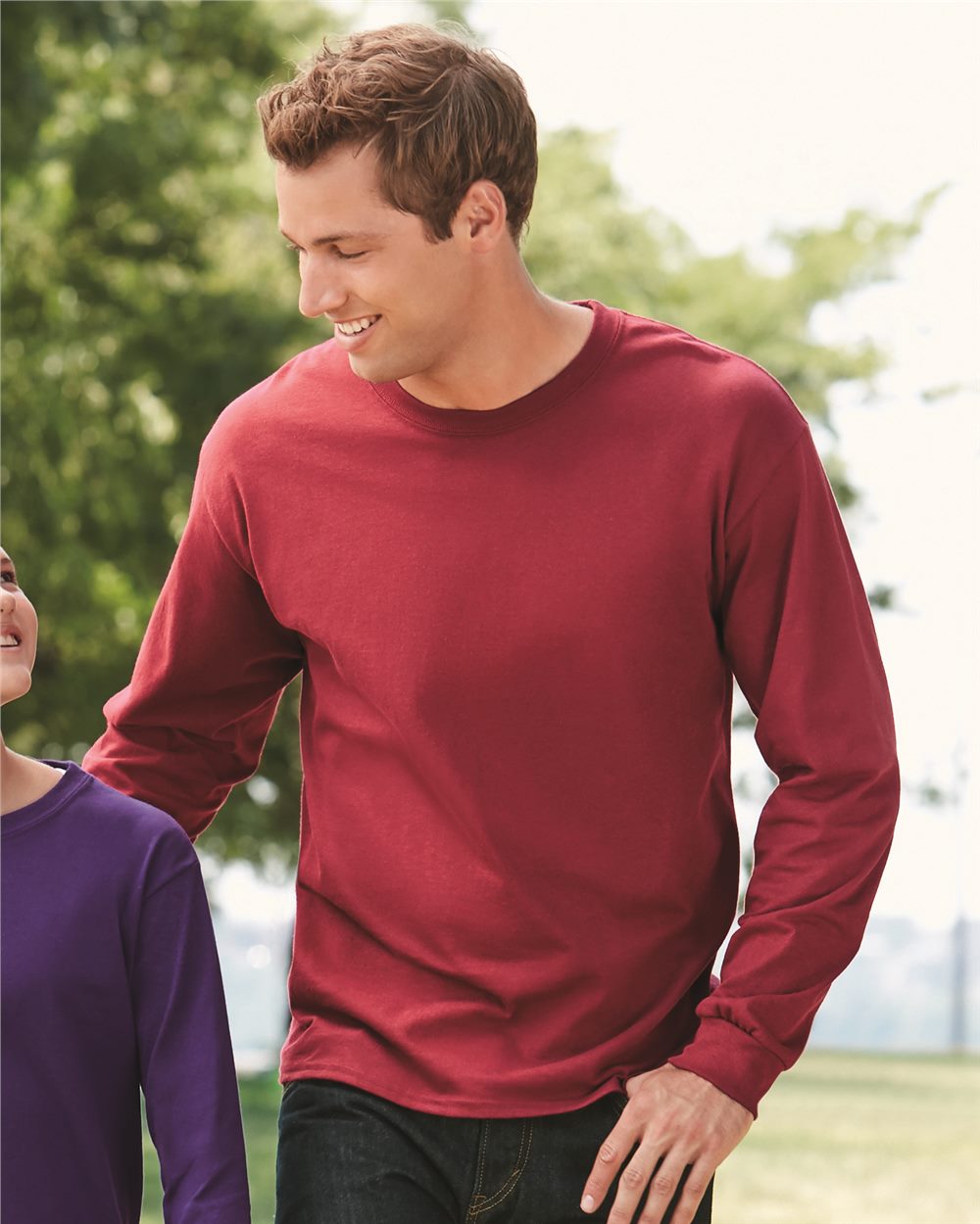 gildan long sleeve red shirt