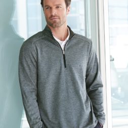 A284 Adidas Brushed Terry Heathered Quarter-Zip Pullover