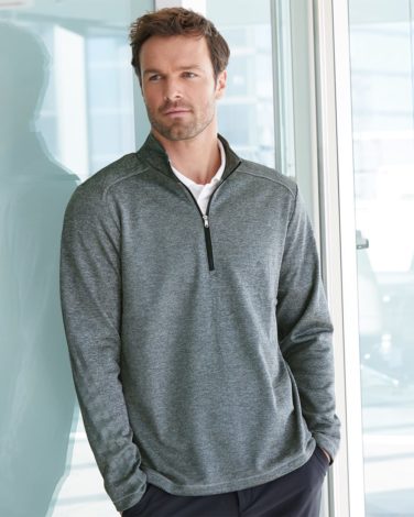 A284 Adidas Brushed Terry Heathered Quarter-Zip Pullover