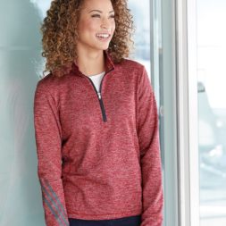 Adidas - Women's Brushed Terry Heathered Quarter-Zip Pullover - A285