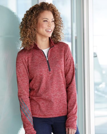 Adidas - Women's Brushed Terry Heathered Quarter-Zip Pullover - A285